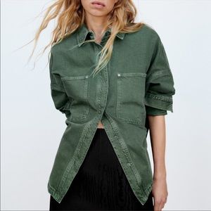 Zara Green Denim Shirt/Jacket